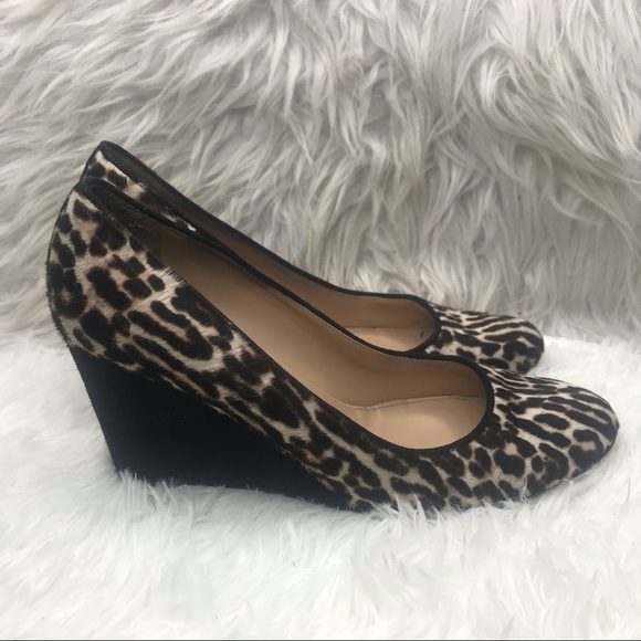 J Crew Leopard Animal Print Wedge Heels 7.5 - Picture 5 of 8